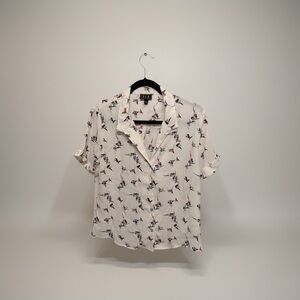 Floral Cream Short-Sleeve Button-Front Blouse by H&M